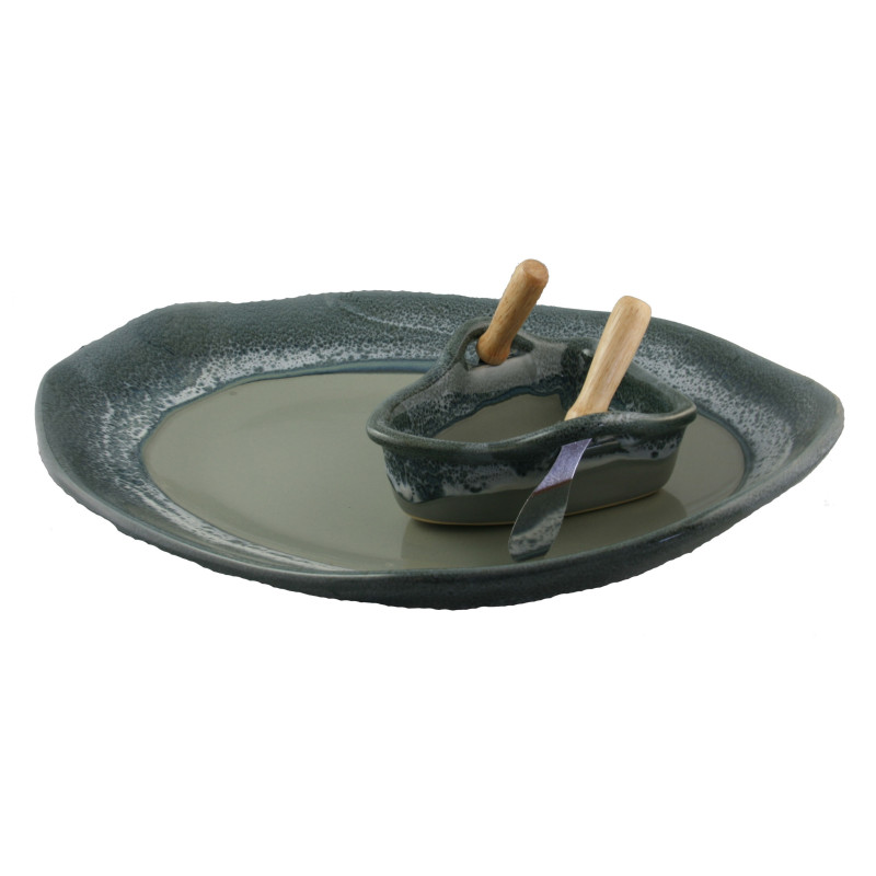 Handmade "Boat on a Pond" Dip Set Handmade "Boat on a Pond" Dip Set