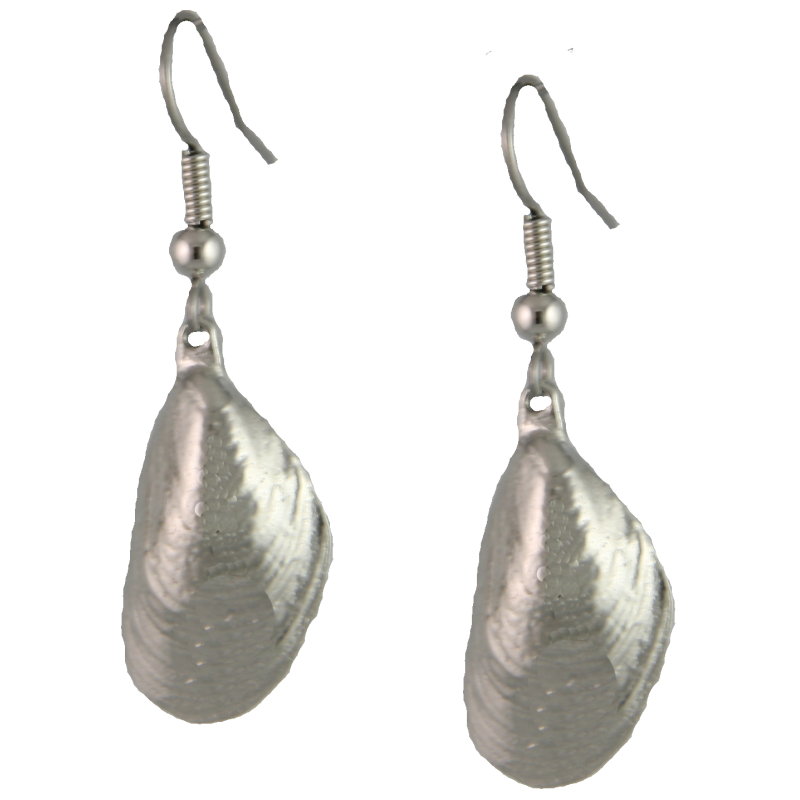 Handmade Pewter Mussel Shell Earrings