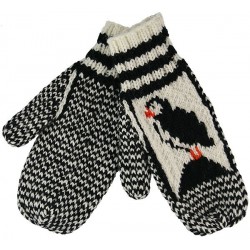 Knitted Mittens With Puffin...