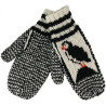 Knitted Mittens With Puffin Pattern
