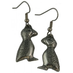 Pewter Puffin Earrings
