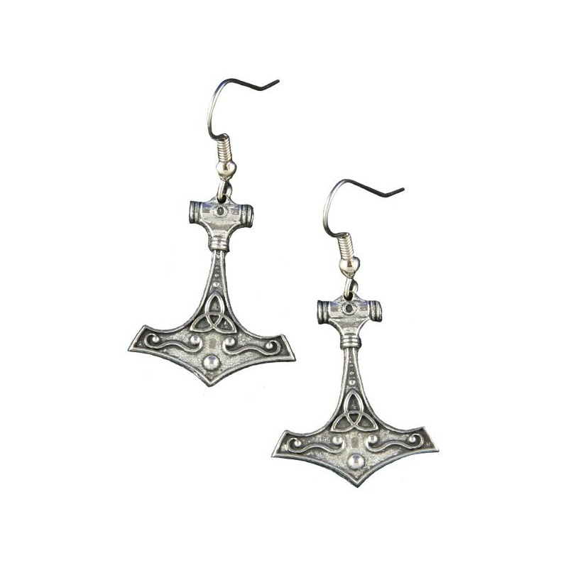 Thor's Hammer Pewter Earrings